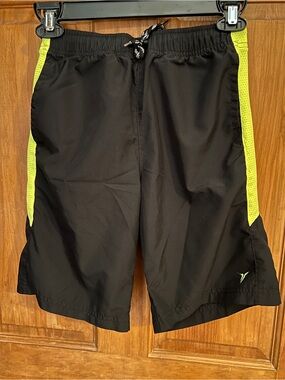 Boy’s Black Athletic Shorts with Neon Yellow Panels